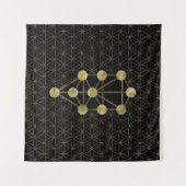 Kabbalah The Tree Gold on Black Wandkleed (Voorkant (horizontaal))