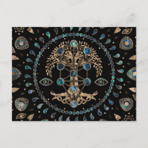 Kabbalah The Tree of Life Abalone and Gold Briefkaart