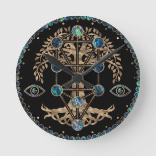 Kabbalah The Tree of Life Abalone and Gold Ronde Klok