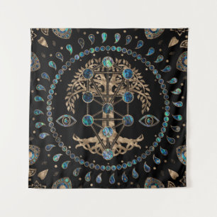 Kabbalah The Tree of Life Abalone and Gold Wandkleed