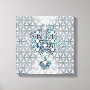 Kabbalah The Tree of Life Abalone shell and paarl Canvas Afdruk