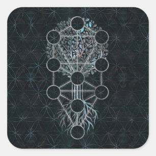 Kabbalah The Tree of Life - Etz Hayim Vierkante Sticker