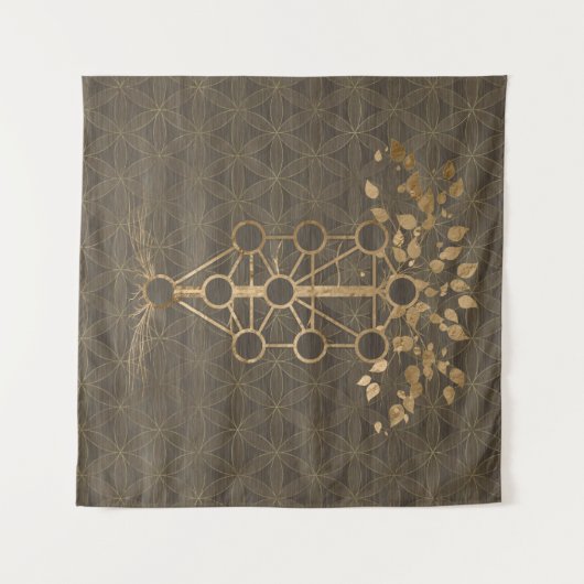 Kabbalah The Tree of Life  Gold on Wood Wandkleed (Voorkant (horizontaal))