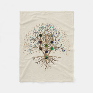 Kabbalah The Tree of Life on canvas Fleece Deken