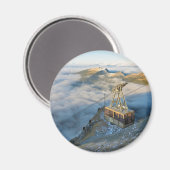 Kabelauto op de Mount Seceda in de Dolomites Magneet (Voorkant / Achterkant)