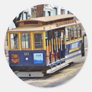 Kabelauto's in San Francisco Ronde Sticker