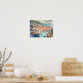 Kabelbaan Dubrovnik Kroatië waterverf Poster (Keuken)
