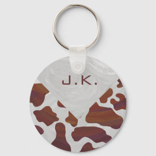 Kabelbruin en witmonogram sleutelhanger