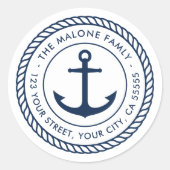 Kabelgrenspost (nautisch wit terugzendadres) ronde sticker (Voorkant)