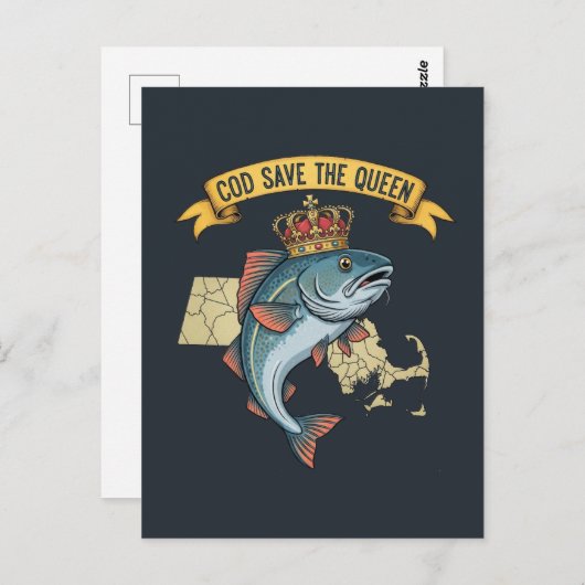 Kabeljauw redt de koningin briefkaart (Voorkant / Achterkant)