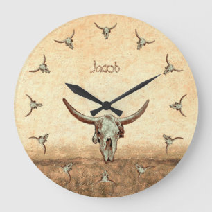 Kabeljauw Skull Brown Western Land Robuuste stijl Grote Klok