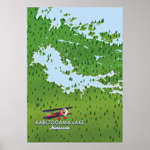 Kabetogama-meer, Minnesota, VS-reiskaart. Poster