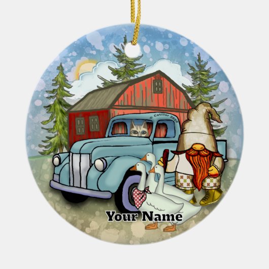 Kabouter Boer Keramisch Ornament (Voorkant)