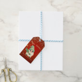 Kabouter Dennengebouw,Confetti,Rood Cadeaulabel (Met Touw)