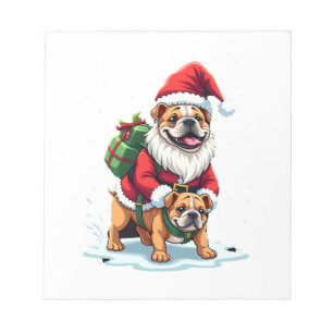 Kabouter die op Engelse Bulldog rijdt Kerstmis Xma Notitieblok