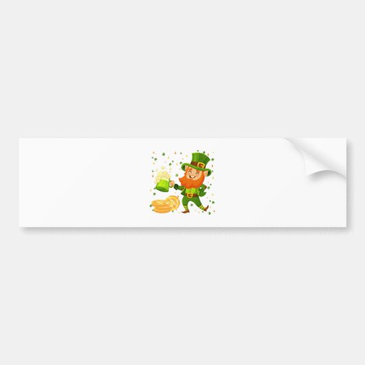 Kabouter drinkt bier St. Patrick's Day Bumpersticker (Voorkant)