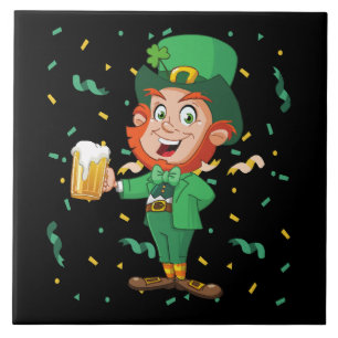 Kabouter drinkt bier St. Patrick's Day Tegeltje