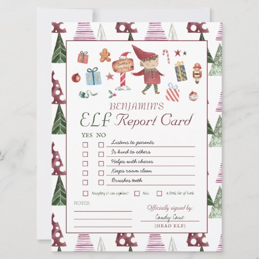 Kabouter Elf | Kerstelf Rapport voor Kinderen (Voorkant)