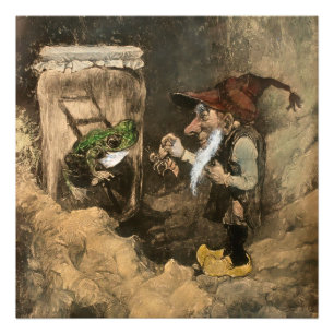 “Kabouter en kikker in een pot” van Heinrich Schli Foto Afdruk
