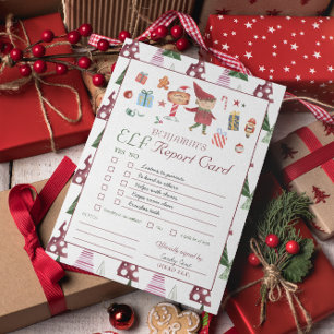 Kabouter Jongen Kerst Elf Rapport Kaart voor Kin