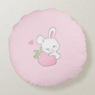 Kabouter Kawaii Rond Dekkussen - Pastel Roze Kussen