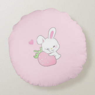 Kabouter Kawaii Rond Dekkussen - Pastel Roze Kussen