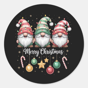 Kabouter Kerst Licht Familie Kabouter Kerst Matchi Ronde Sticker