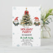 Kabouter kerstfeest uitnodiging (Staand voorkant)