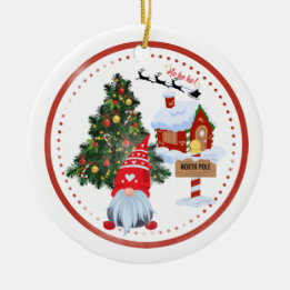 Kabouter Kerstmis Noordpool Keramisch Ornament