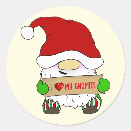 Kabouter Kerstmis Ronde Sticker (Voorkant)