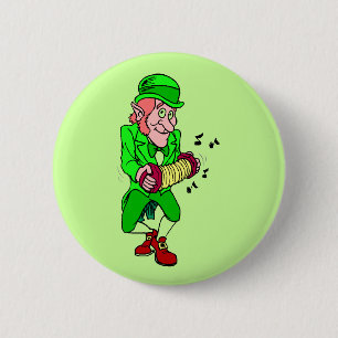 Kabouter met Accordeon Knop Ronde Button 5,7 Cm