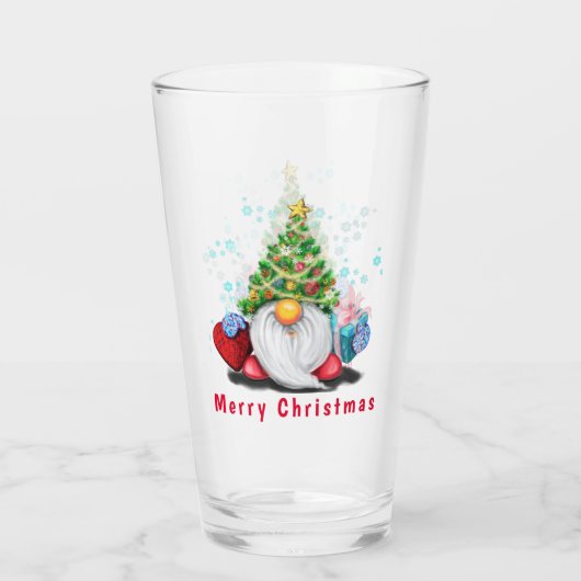 Kabouter met cadeau kerstbril glas (Achterkant)