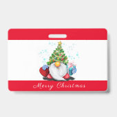 Kabouter met cadeau Kerstfeest Badge (Achterkant)
