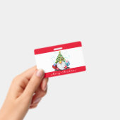 Kabouter met cadeau Kerstfeest Badge (Handheld)