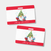 Kabouter met cadeau Kerstfeest Badge (Voor- en achterkant)