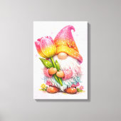 Kabouter met een tulp canvas afdruk (Voorkant)