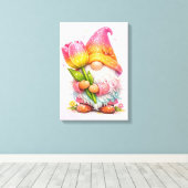 Kabouter met een tulp canvas afdruk (Insitu (Houten vloer))