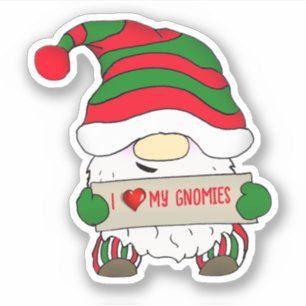 Kabouter met groene en witte hoeden Kerstmis Sticker
