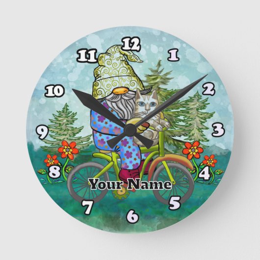 Kabouter op fiets ronde klok (Voorkant)
