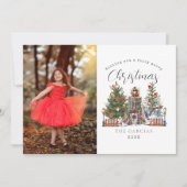 Kabouter Prettig Kerstmis Bos Foto Feestdagenkaart (Voorkant)