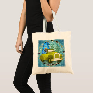 Kabouter rijdt in auto tote bag