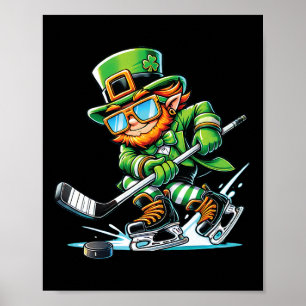 Kabouter speelt ijshockey St. Patrick's Day sport Poster