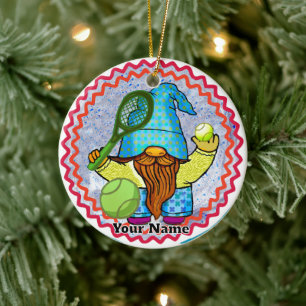 Kabouter speelt tennis keramisch ornament