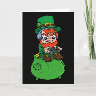 Kabouter speelt videospel St. Patrick's Day gamer Kaart