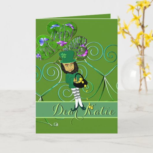 Kabouter St. Patrick's Day Vouwkaart Kaart (Gele Bloem)