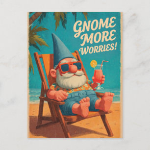 Kabouter strandvakantie ontwerp in vintage stijl briefkaart