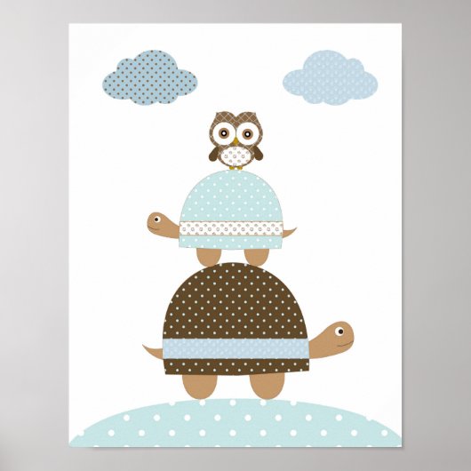 Kabouter uil baby jongen kinderkamer kunst poster (Voorkant)