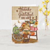 Kabouter uit het land geeft dank met een dankbaar kaart (Gele Bloem)