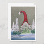 Kabouter winters scène Vlakke Kerstkaart (Voorkant / Achterkant)