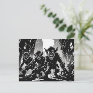 Kabouterduivels Verlaten Straat BW 50s Grafische S Briefkaart